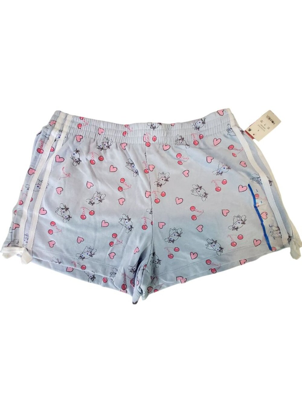 Cinnamoroll By Sanrio Womens Halogen Blue Pajama Shorts With Hearts & Cherry  L
